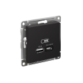ATLASDESIGN USB РОЗЕТКА A + тип-C 45Вт высокоскор.заряд. QC, PD, механизм, КАРБОН ATN001029