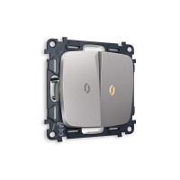 MO504030 Комплект механизма 2-кл проходного выключателя с подсветкой 3200K OMEGA Сталь матовый QUANT OP5040, VM120, G22Y AMBRELLA VOLT