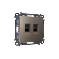 MA642110 Комплект мех-ма компьютерной двойной розетки RJ-45 с автоматической защитной шторкой ALFA Темная бронза матовый QUANT (AP6421, VM189) AMBRELLA VOLT
