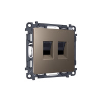 MA642110 Комплект мех-ма компьютерной двойной розетки RJ-45 с автоматической защитной шторкой ALFA Темная бронза матовый QUANT (AP6421, VM189) AMBRELLA VOLT