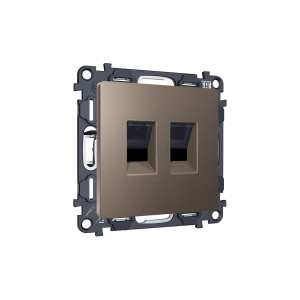 MA642110 Комплект мех-ма компьютерной двойной розетки RJ-45 с автоматической защитной шторкой ALFA Темная бронза матовый QUANT (AP6421, VM189) AMBRELLA VOLT