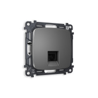 MO662030 Комплект механизма телефонной розетки OMEGA Антрацит серый RJ-114P4C с шторкой QUANT OP6620, VM190 AMBRELLA VOLT