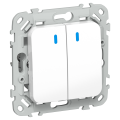 FLITE Выключатель 2-клавишный проходной с индикацией 10А ВС62-1-1-ФлБ белый IEK