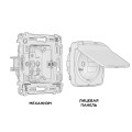 MO408010 Комплект механизма электрической розетки OMEGA Серебро глянец сз с шторками и крышкой IP44 QUANT OP4080, VM141 AMBRELLA VOLT