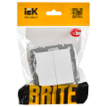 BRITE Выключатель 2-клавишный перекрестный 10А ВС10-2-3-БрАБ арктический белый IEK
