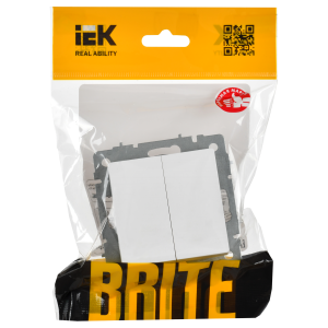BRITE Выключатель 2-клавишный перекрестный 10А ВС10-2-3-БрАБ арктический белый IEK