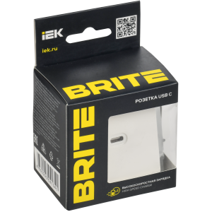BRITE Розетка USB C 65Вт высокоскоростная зарядка РЮ12-1-БрБ белый IEK