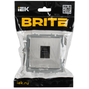 BRITE Розетка компьютерная RJ45 кат.6 РК11-БрГН металл хром/никель IEK
