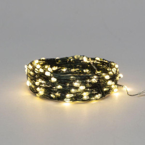 Гирлянда светодиодная Роса 20м 200LED тепл. бел. IP20 с контроллером провод зел. Neon-Night 303-266