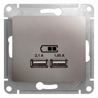 GLOSSA USB РОЗЕТКА A+A, 5В/2,1А, 2х5В/1,05А, механизм, ПЛАТИНА GSL001233