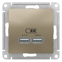ATLASDESIGN USB РОЗЕТКА A+A, 5В/2,1А, 2х5В/1,05А, механизм, ШАМПАНЬ ATN000533