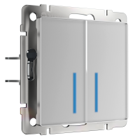 W4520006/ Сенсорный выключатель двухклавишный с подсветкой 1000 Вт (серебряный)