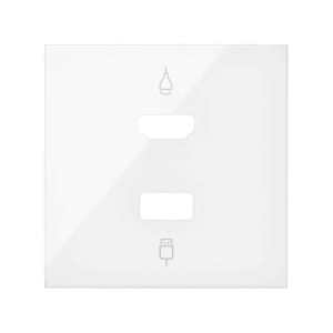 Simon 100 Белый глянец Накладка розетки HDMI + USB