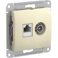 GLOSSA РОЗЕТКА двойная ТВ + компьютерная RJ45 кат. 5e, механизм, БЕЖЕВЫЙ GSL000289