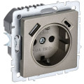 Розетка BRITE РЮш11-1-БрШ 16А с USB AC 18Вт с заземл. защ. шторки механизм шампань IEK BR-R14-16-U22-018-K37
