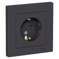 ATLASDESIGN РОЗЕТКА с заземлением со шторками, 16А, в сборе, КАРБОН ATN001044