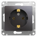 GLOSSA РОЗЕТКА с заземлением без шторок, 16А, механизм, ГРАФИТ GSL001343