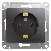 GLOSSA РОЗЕТКА с заземлением без шторок, 16А, механизм, ГРАФИТ GSL001343