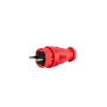 Вилка прямая каучук 2P+PE 250V 16А IP44 красная DYNEL