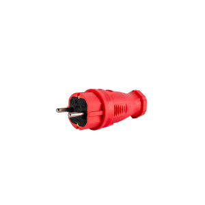 Вилка прямая каучук 2P+PE 250V 16А IP44 красная DYNEL