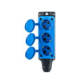 Розетка (колодка) трехместная с крышкам каучук 2P+PE 250V 16А IP54 синяя DYNEL