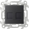 Розетка компьютерная 2xRJ45 Simon SIMON 24 HARMONIE, скрытый монтаж, со шторками, графит, 2450593-038