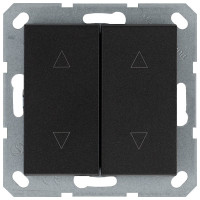 Jasmart Выключатель двухклавишный для штор 10A 250V~ с накладкой, цвет Антрацит