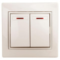 Выключатель двухклавишный Plano 10А IP20 1-105-02 250В с подсветкой слоновая кость Intro Б0027604