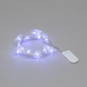 Гирлянда светодиодная Снежинки 2м 20LED бел. 2Вт 6В IP20 провод прозр. элементы питания 2хCR2032 (в компл.) Neon-Night 303-010