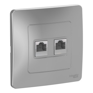 BLANCA С/У РОЗЕТКА двойная компьютерная RJ45, кат.5E, АЛЮМИНИЙ BLNIS045453