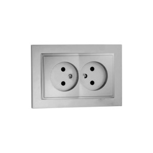 Розетка двойная механизм серебро Mono Electric Despina 102-212105-121
