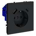 Розетка встраиваемая VOLTUM S70 с заземлением и защитными шторками, 16А, с USB, A+С, (графит)