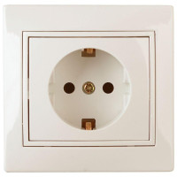Розетка  Plano 1-202-02 16А IP20 250В 2P+E Schuko слоновая кость Intro Б0027610