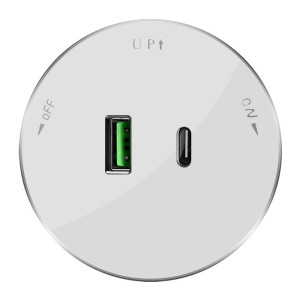 MULTITRACK Розетка 2хUSB тип АС 18 Вт,  5 В3 А БЕЛЫЙ MTK13003W