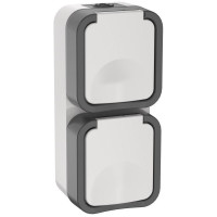 Розетка 2-м ОП TORS 16А IP55 TS232 вертик. с заземл. с крышкой бел. IEK TS-R26-16-55-V-K41