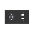 Simon 100 Черный матовый Кит 2 поста, фронт. Накладка на 1 розетку Schuko + 2 з/у USB SC