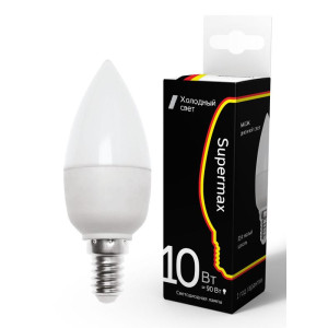 Лампа светодиодная Supermax СВЕЧА 10Вт цоколь E14 230В цветность 6400К КОСМОС Sup_LED10wCNE1464