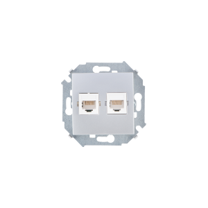 Розетка компьютерная 2xRJ45 Simon SIMON 15, скрытый монтаж, алюминий, 1591593-033