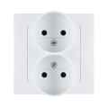 Розетка 2-м СП Simon15 16А IP20 250В без заземл. винт. клеммы бел. Simon 1590457-030