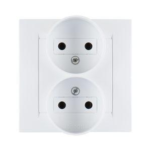 Розетка 2-м СП Simon15 16А IP20 250В без заземл. винт. клеммы бел. Simon 1590457-030