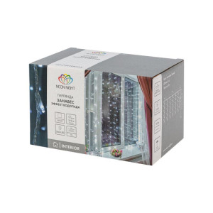 Гирлянда светодиодная Светодиодный Дождь 3х2м 240LED бел. 25Вт 230В IP20 эффект водопада провод прозр. Neon-Night 235-005