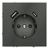 Розетка встраиваемая VOLTUM S70 с заземлением и защитными шторками, 16А, с USB, A+С, (титан)