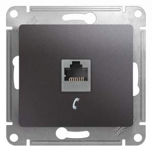 GLOSSA РОЗЕТКА телефонная RJ11, механизм, ГРАФИТ GSL001381T