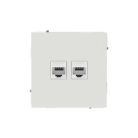 Компьютерная розетка RJ-45 без шторки, кат.6А двойная, KANT, белый песок