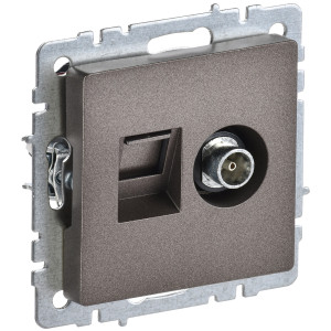 IEK BRITE BASE Темн.бронза Розетка двойная TVRJ45 кат.5E РТВРК12-БрТБ