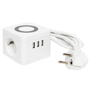 Удлинитель Куб 2х1.3м 3USB 2.4А+зарядное устройство 1кв.мм EKF UBA-CUB-3-WC