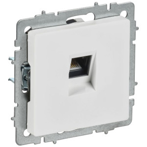 Розетка компьютерная СП BRITE РК11-БрАБ RJ45 кат.6 механизм арктич. бел. IEK BR-K10-2-K91