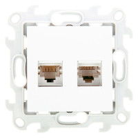 Розетка компьютерная 2xRJ45 Simon SIMON 24 HARMONIE, скрытый монтаж, со шторками, белый, 2450593-030