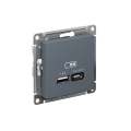 ATLASDESIGN USB РОЗЕТКА A + тип-C 45Вт высокоскор.заряд. QC, PD, механизм, ГРИФЕЛЬ ATN000729