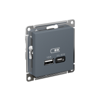 ATLASDESIGN USB РОЗЕТКА A + тип-C 45Вт высокоскор.заряд. QC, PD, механизм, ГРИФЕЛЬ ATN000729